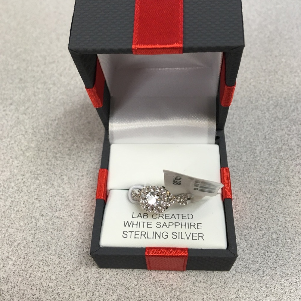 Sterling silver lab created sapphire ring